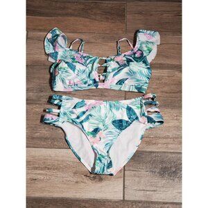 BLUC FLORAL CURVY  BIKINI COLOR GREEN/PINK SIZE 2X